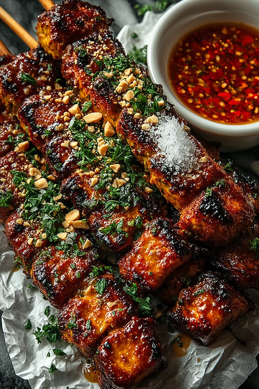 Honey Garlic BBQ Chicken Skewers finished dish