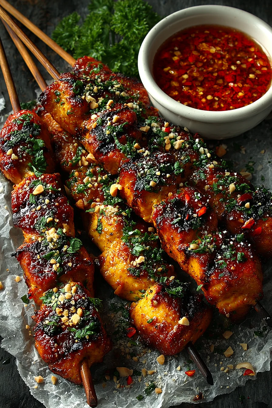 Honey Garlic BBQ Chicken Skewers finished dish