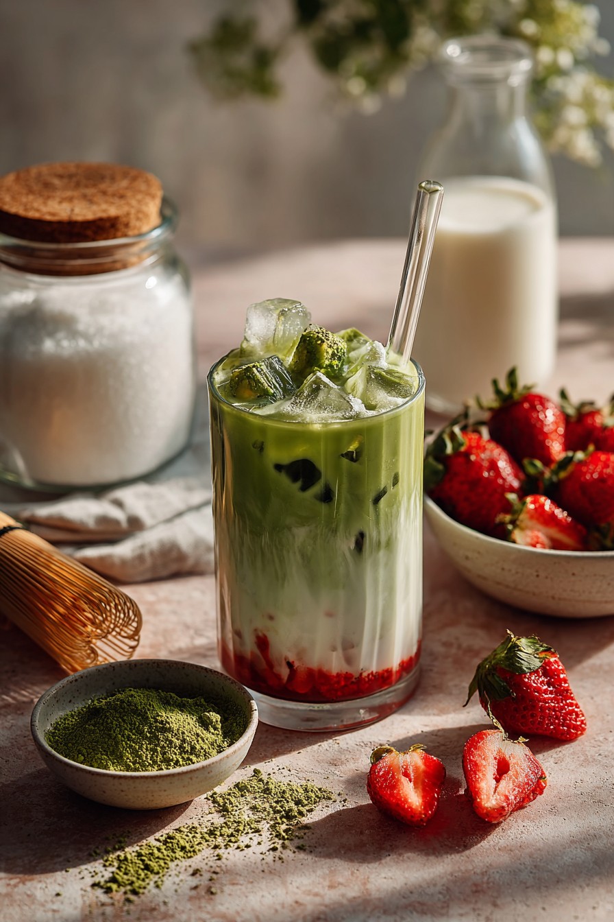Iced Strawberry Matcha Latte