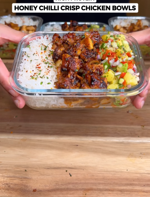 Honey Chilli Crisp Chicken Bowls: High protein Recipe