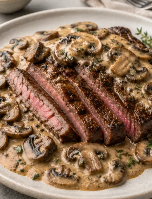 Steak & Creamy Mushroom Sauce