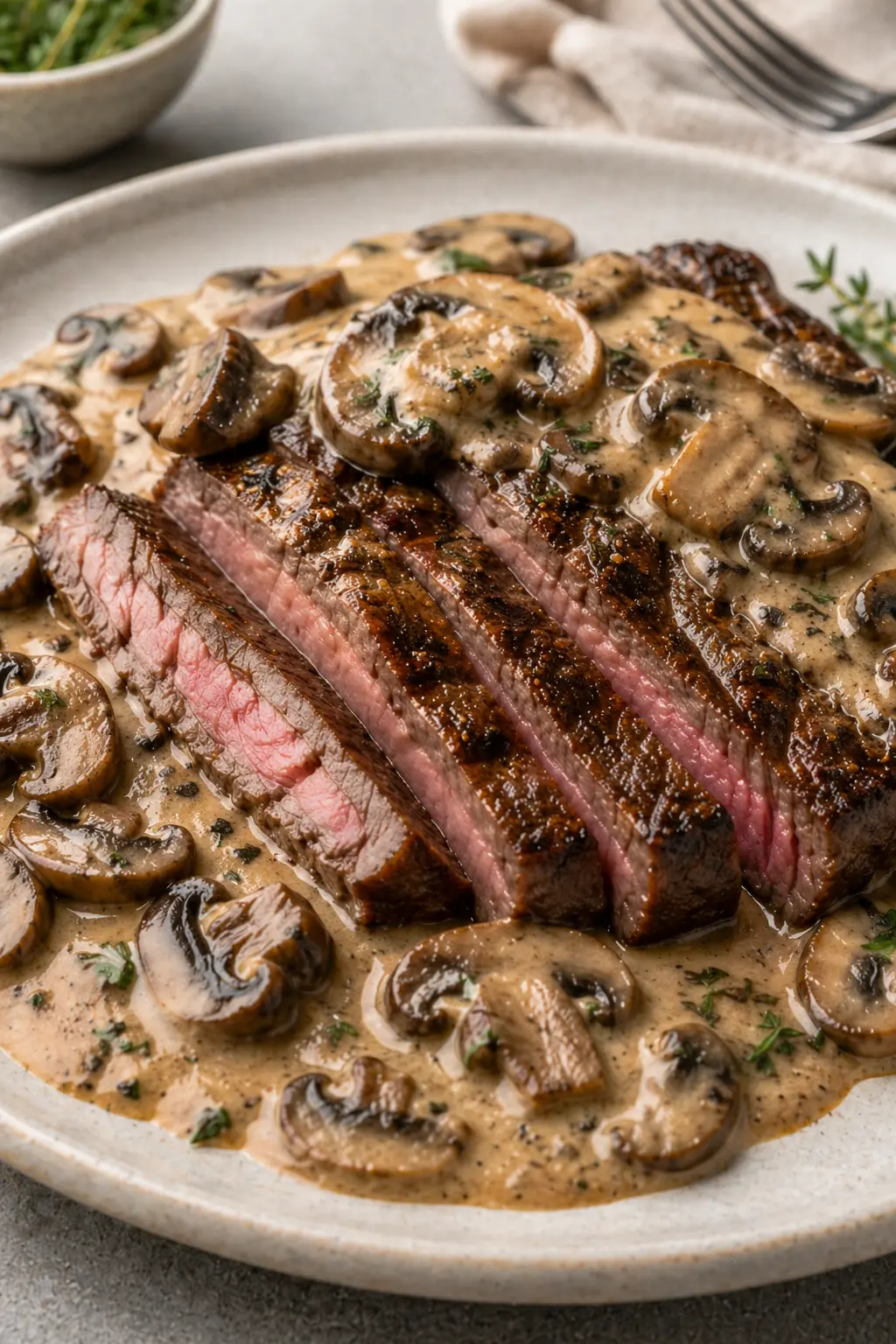 Steak & Creamy Mushroom Sauce