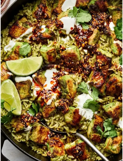Skillet Chicken With Mexican Green Rice & Salsa Macha Recipe