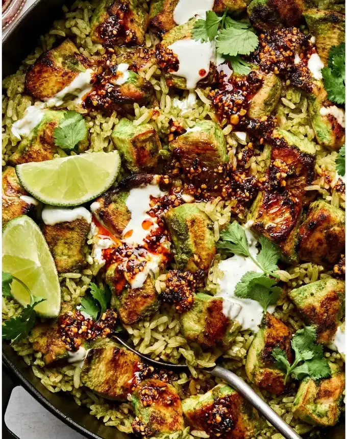 Skillet Chicken With Mexican Green Rice & Salsa Macha Recipe