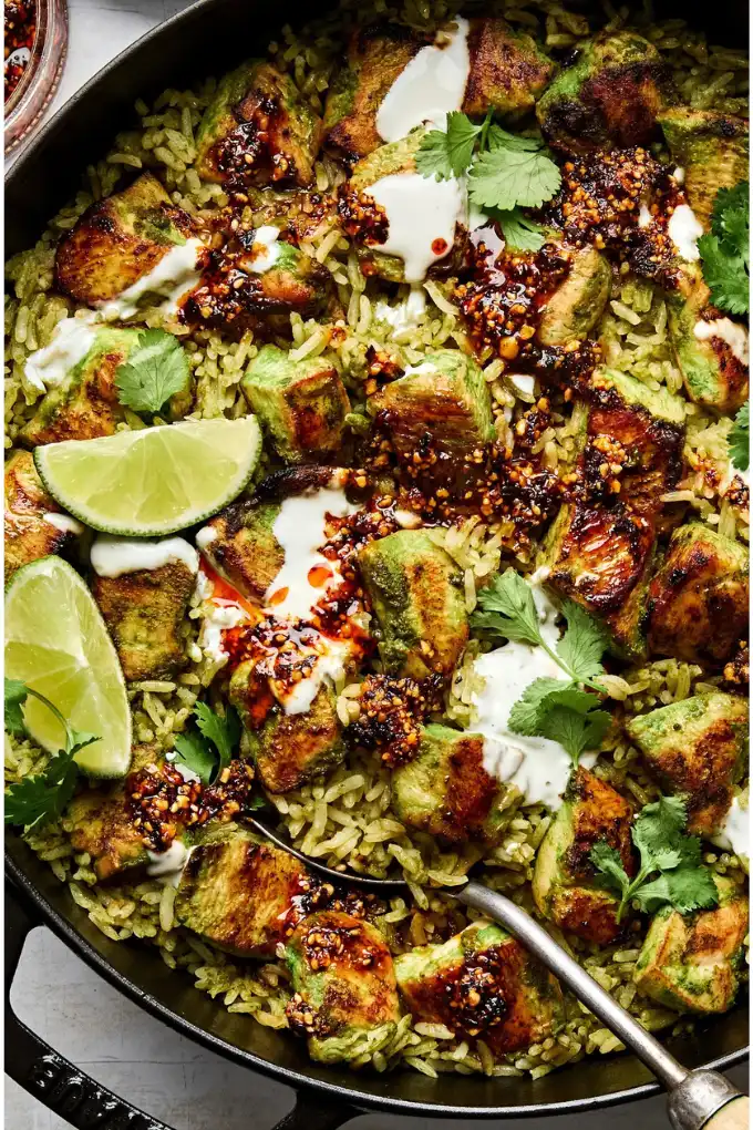 Skillet Chicken With Mexican Green Rice & Salsa Macha Recipe